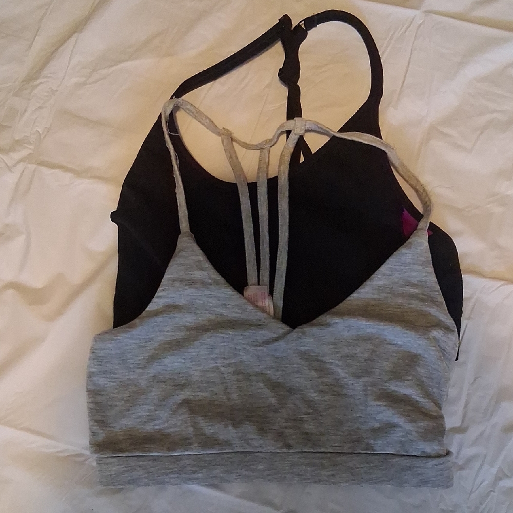 Women's Black and Gray Strappy Bralette
